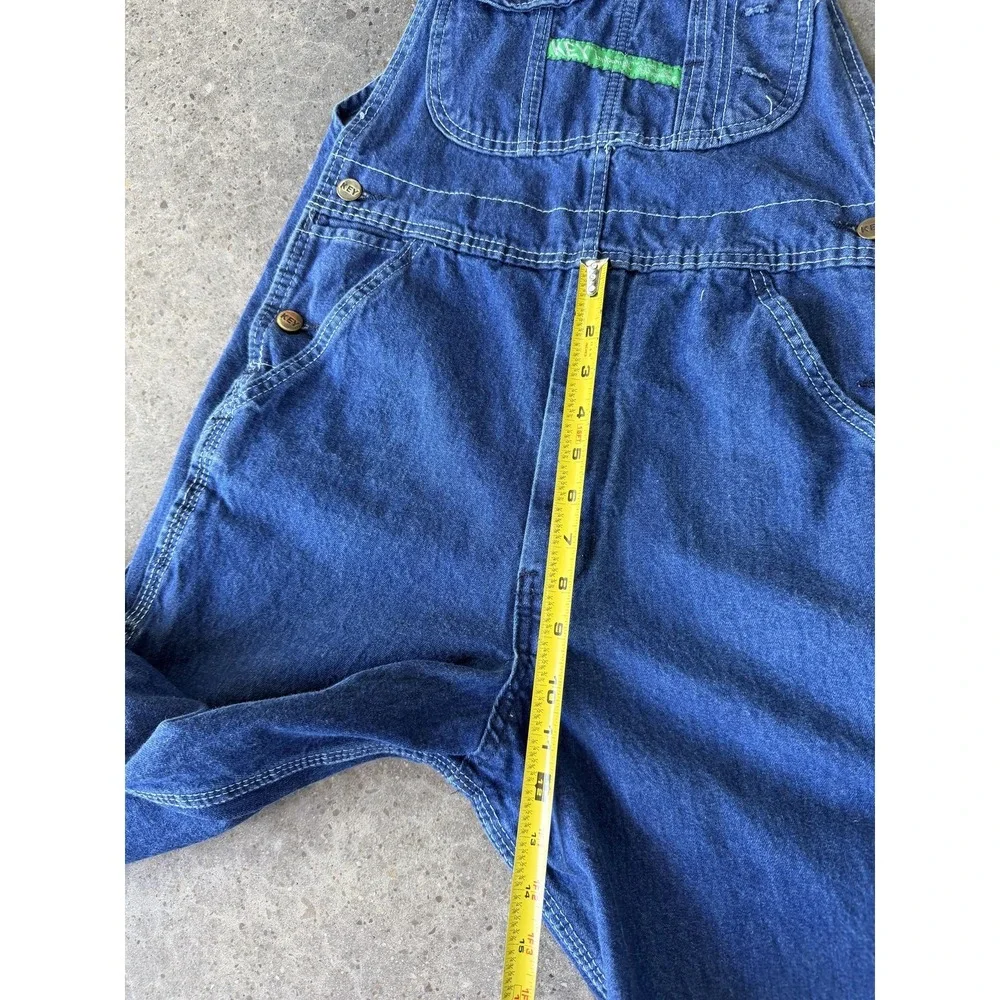 Key Bib Overalls Mens 30x34 Blue Denim Workwear Carpenter Utility Straight Leg - Picture 14 of 15